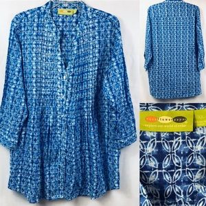 Rock Flower Paper Sz Xl Women’s Blouse Cotton Blue